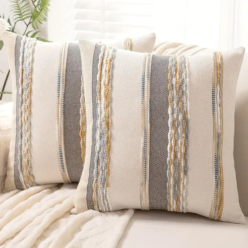 Boho Striped Chenille Cushion Cover – 45x45 cm