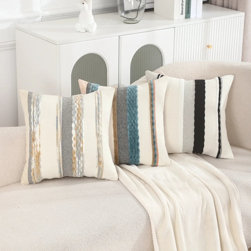Boho Striped Chenille Cushion Cover – 45x45 cm