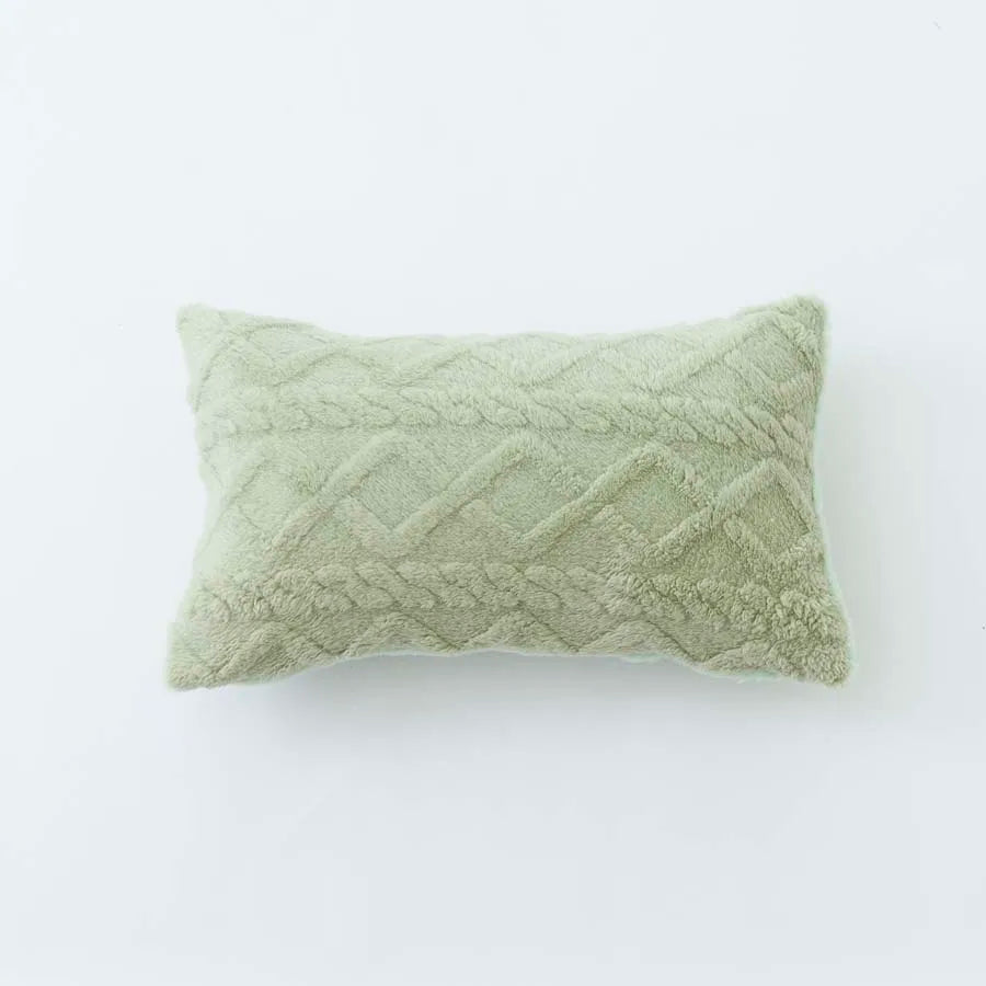 Plush Lumbar Pillow Cover - Soft Decorative Cushion Case 12x20"