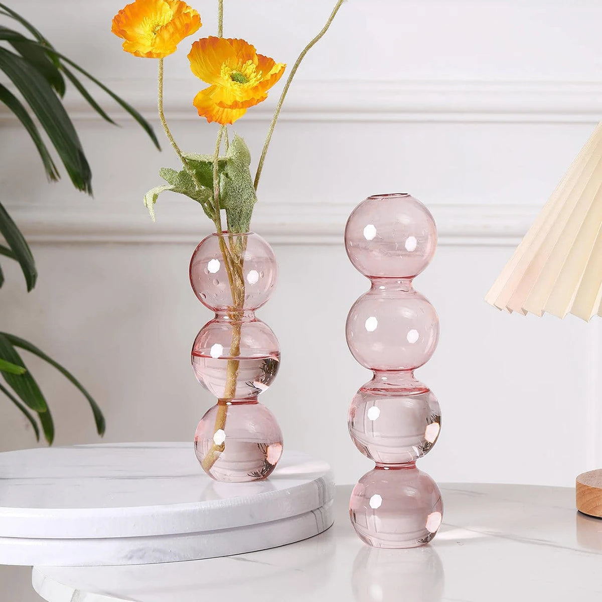 Modern Glass Bud Vase - Artistic Round Ball Design