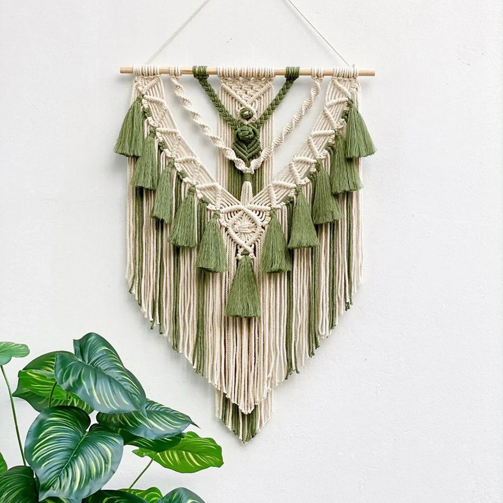 Handmade Macrame Wall Hanging Tapestry - Boho Geometric Cotton Decor