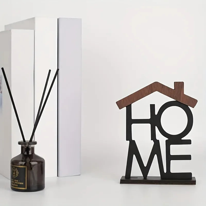 Wooden "HOME" Letter Ornament - Desktop Decor Accent