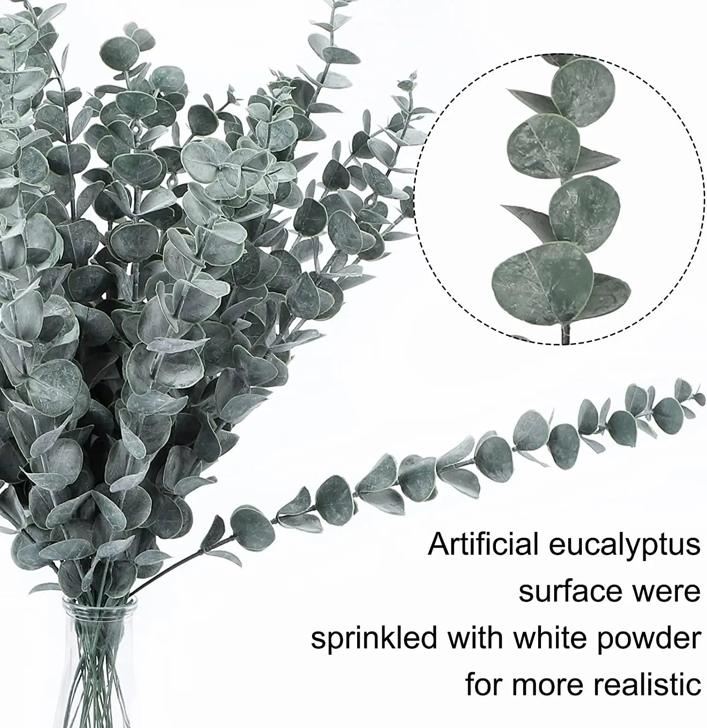 Artificial Eucalyptus Stems - 12 Pack Silver Dollar Greenery for Weddings & Home