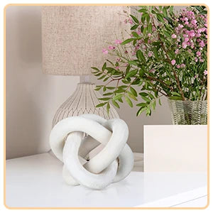 Hand-Carved Wooden Chain Link Sculpture - Boho Coffee Table Decor