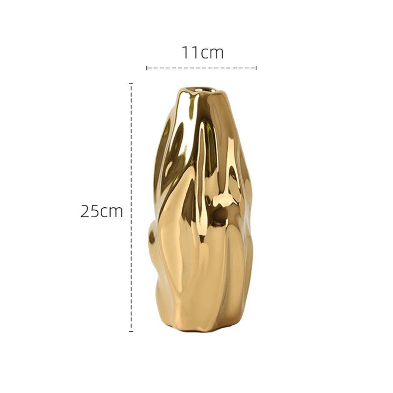 Luxury Ceramic Golden Vase - Modern Creative Home Decor