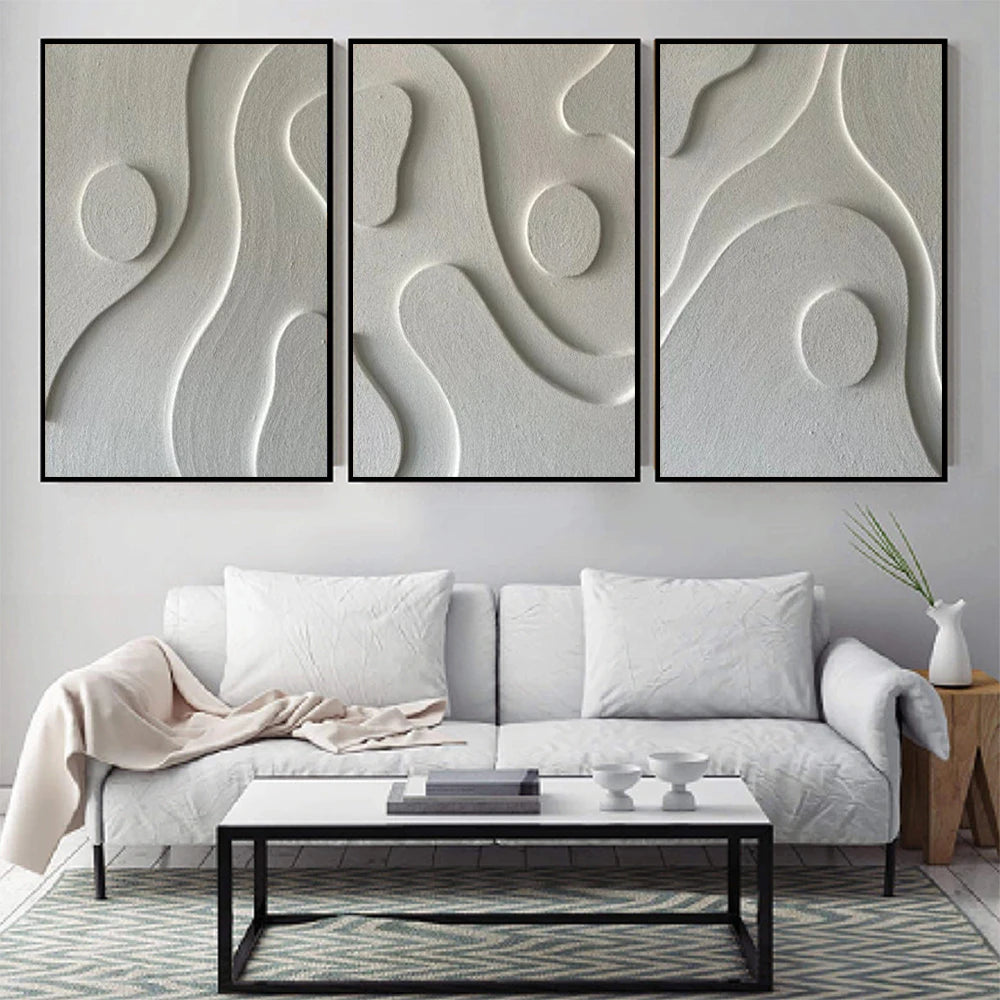 Abstract 3D Textured Canvas Wall Art - Modern Boho Home Decor