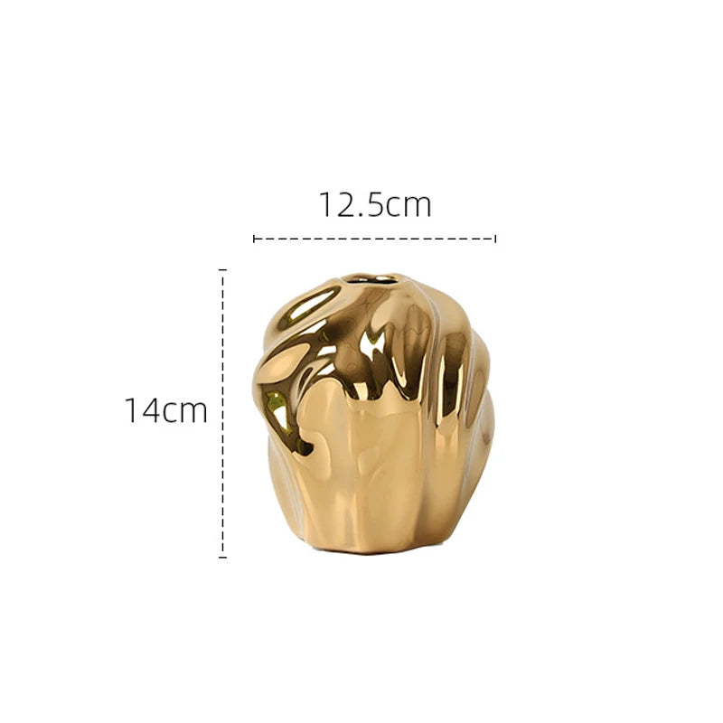 Luxury Ceramic Golden Vase - Modern Creative Home Decor