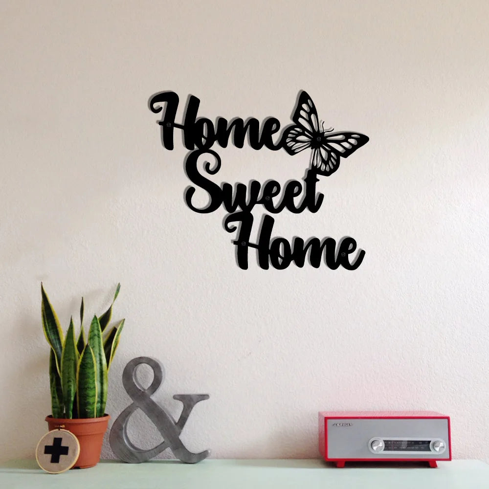 "Home Sweet Home" Metal Wall Art Sign - Rustic Farmhouse Decor