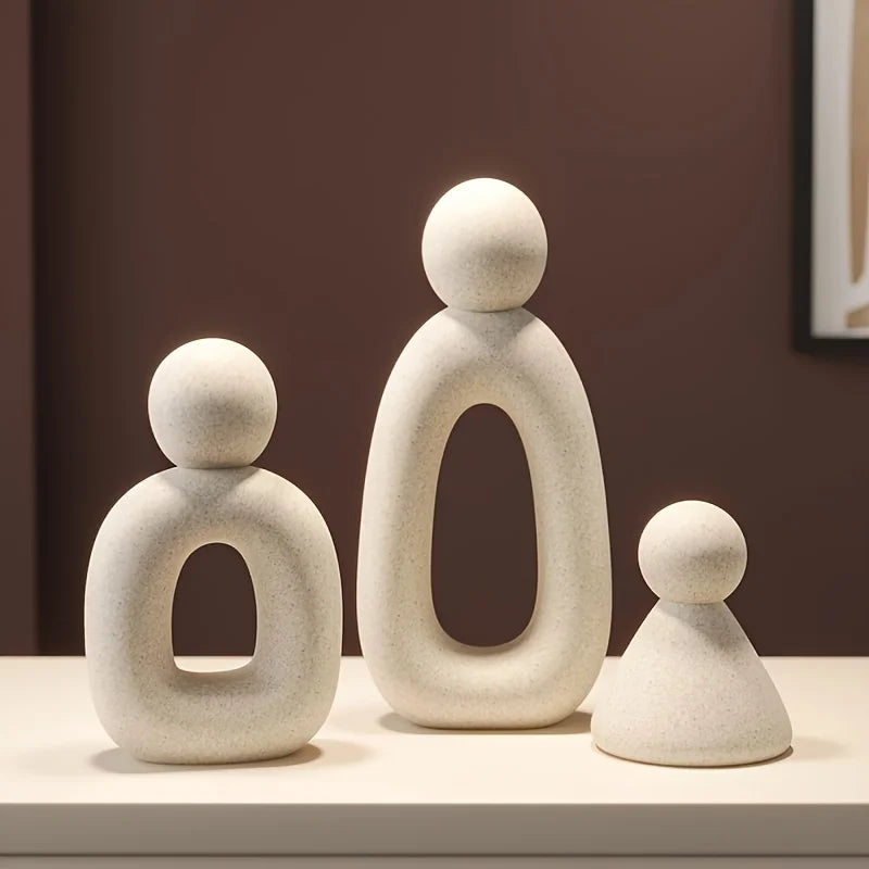 Abstract Family of Three Sculpture - Modern Minimalist Resin Home Decor