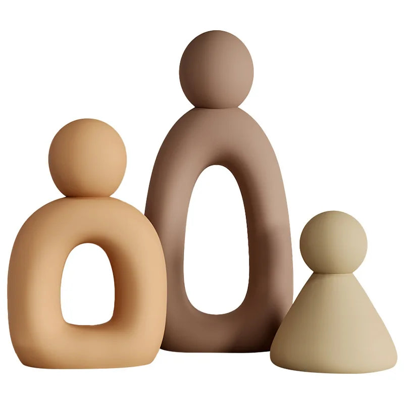 Abstract Family of Three Sculpture - Modern Minimalist Resin Home Decor
