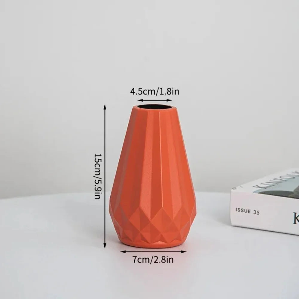 Diamond-Shaped Ceramic-Style Vase - Nordic Modern Flower Pot