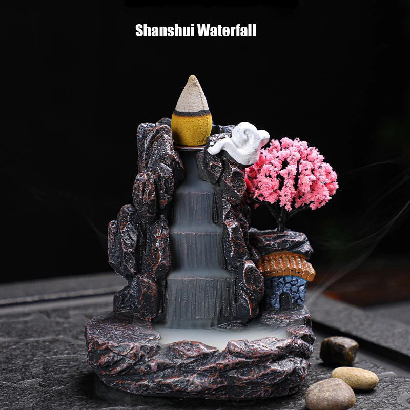 Waterfall Incense Burner - Backflow Incense Holder with Cones