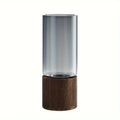 Elegant Glass Vase with Wooden Base - Modern Hydroponic Planter for Home Decor
