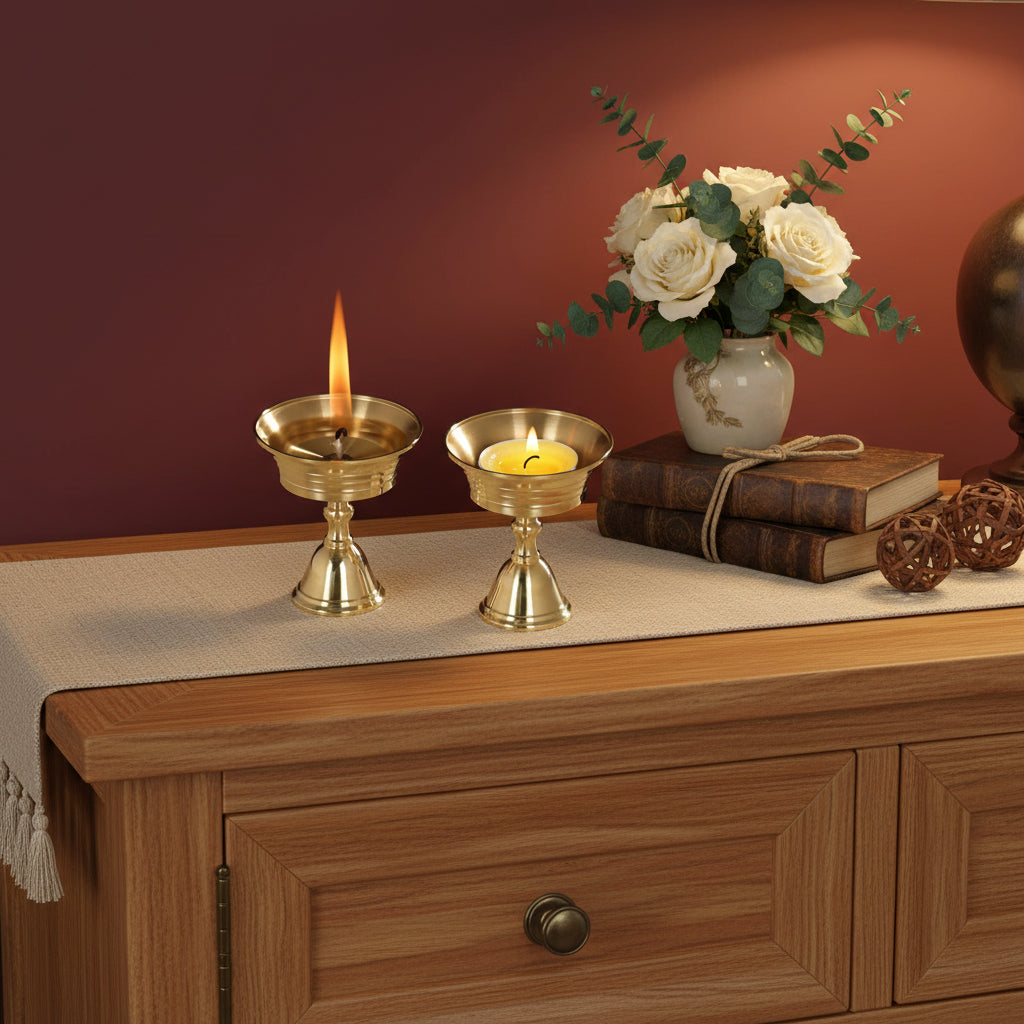 Brass Candle Holder - Vintage Style Butter Lamp