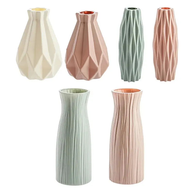 Modern Geometric Plastic Flower Vase - Nordic Style Home Decor