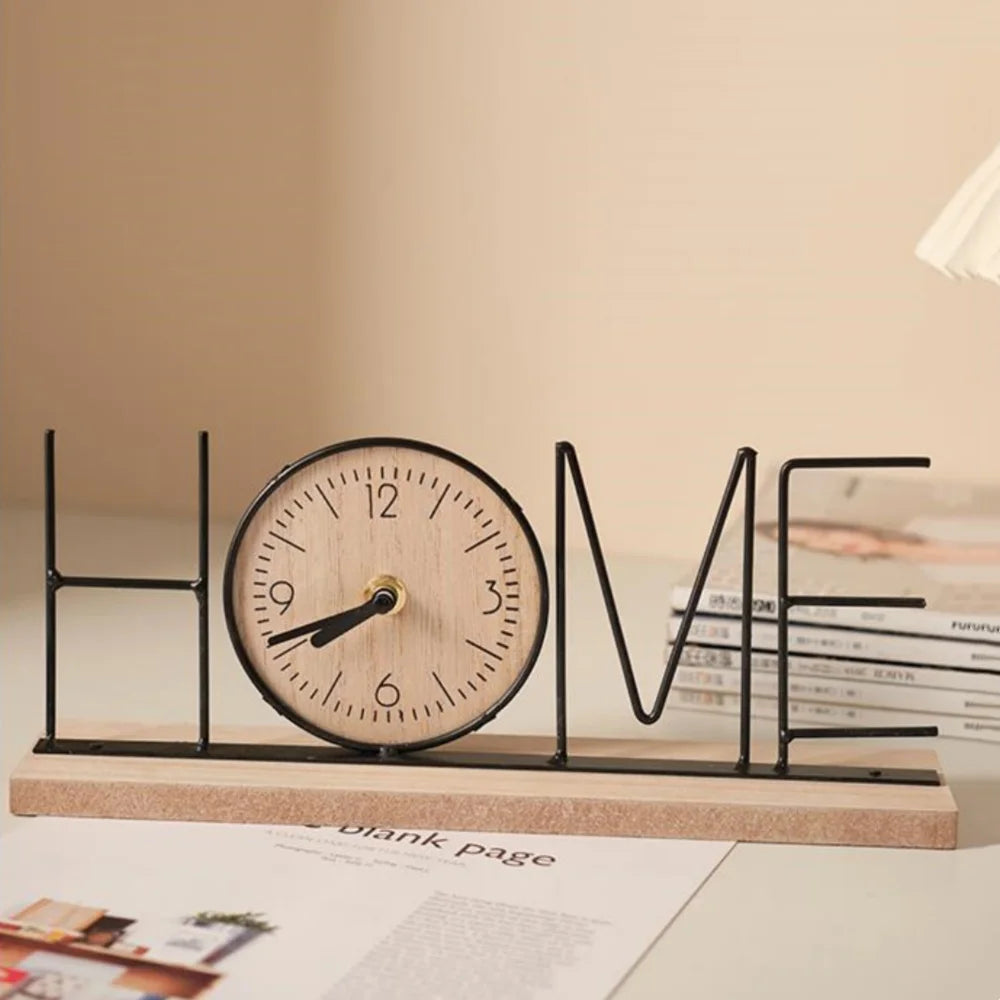 Retro Wooden Desktop Clock - Creative Home Decor Ornament