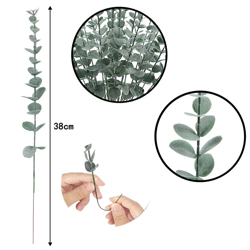 Artificial Eucalyptus Stems - 12 Pack Silver Dollar Greenery for Weddings & Home