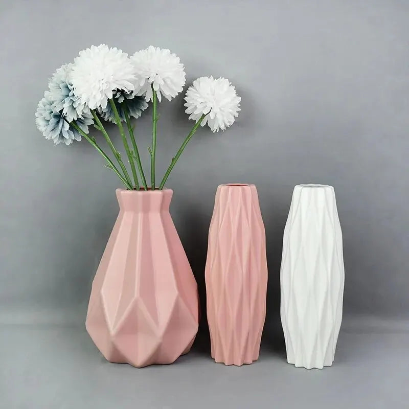 Modern Geometric Plastic Flower Vase - Nordic Style Home Decor