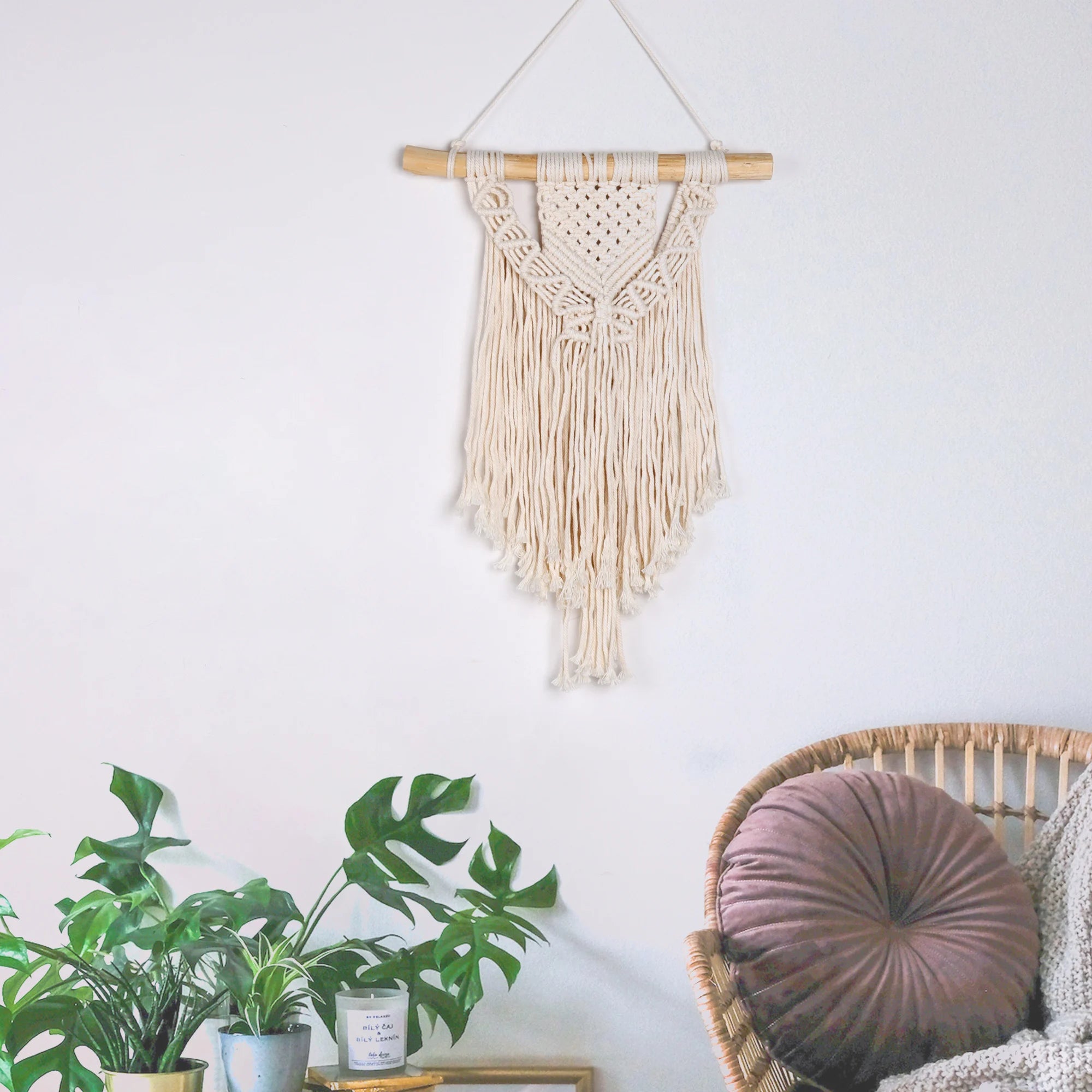 Handmade Macrame Wall Hanging Tapestry - Boho Geometric Cotton Decor