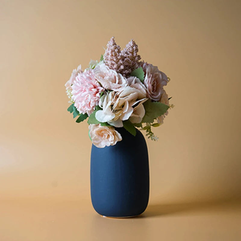 Nordic Modern Ceramic Vase - Minimalist Solid Color Flower Vase for Home Decor