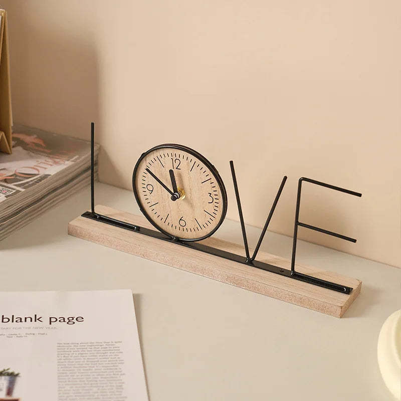 Retro Wooden Desktop Clock - Creative Home Decor Ornament