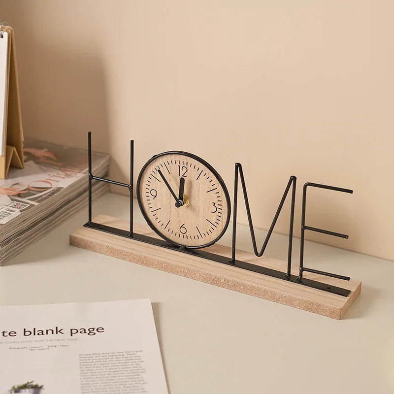 Retro Wooden Desktop Clock - Creative Home Decor Ornament