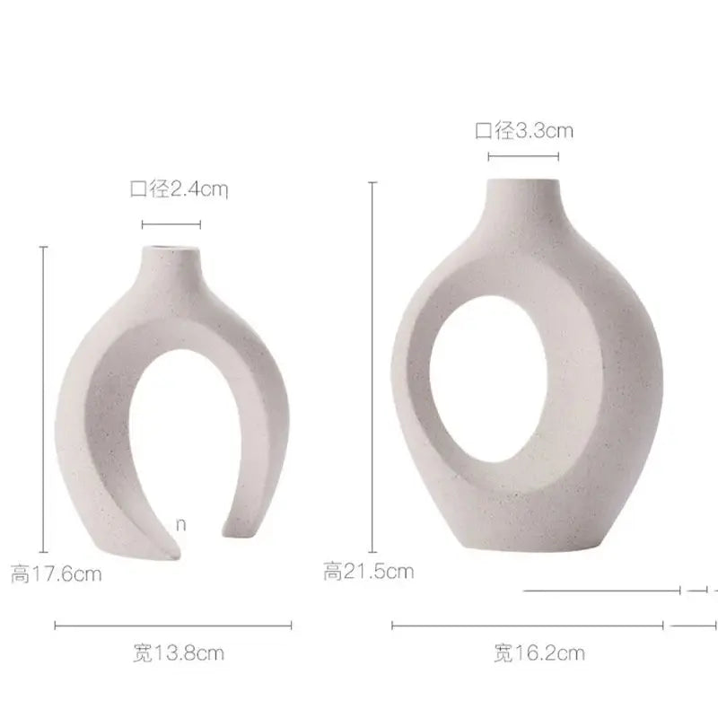 Nordic White Vase Set - 2-Piece Modern Decorative Plant Pots