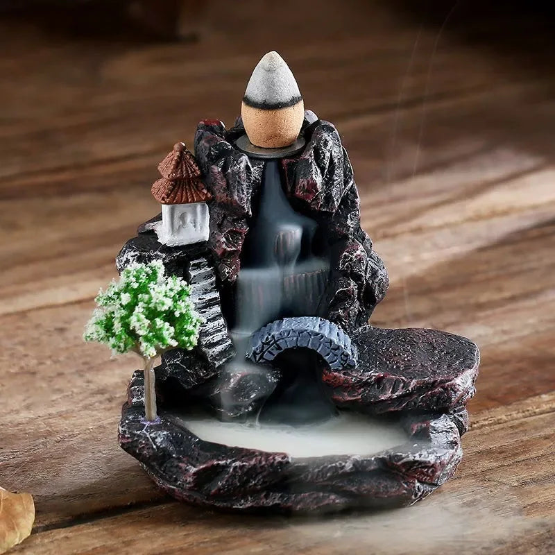 Waterfall Incense Burner - Backflow Incense Holder with Cones