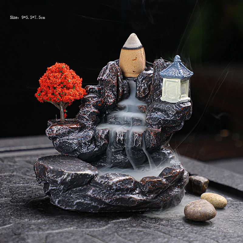 Waterfall Incense Burner - Backflow Incense Holder with Cones