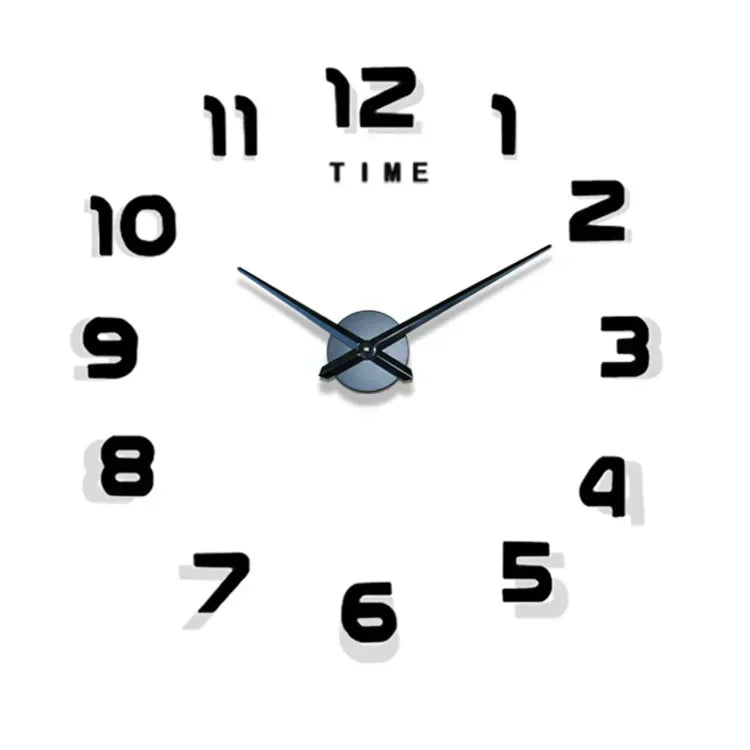 Large 3D Acrylic Mirror Wall Clock - DIY Frameless Modern Decor