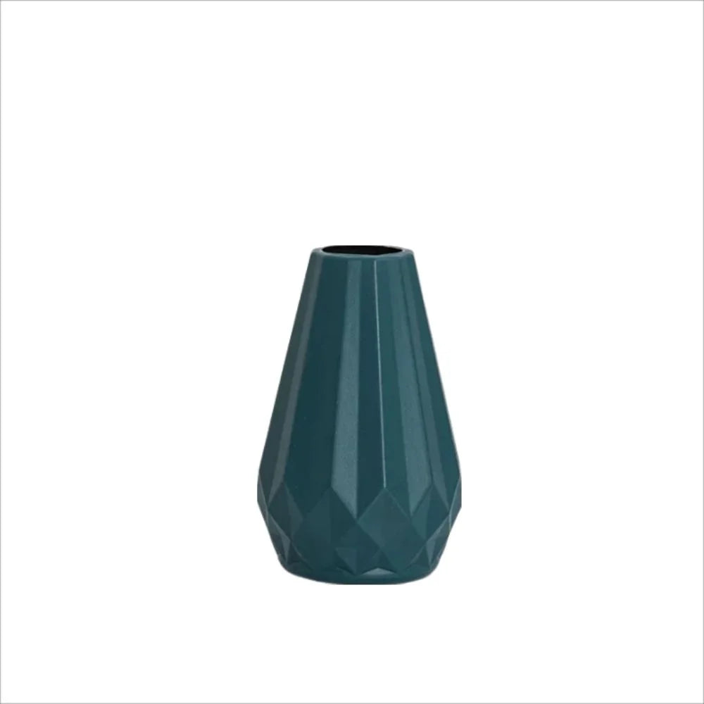 Diamond-Shaped Ceramic-Style Vase - Nordic Modern Flower Pot