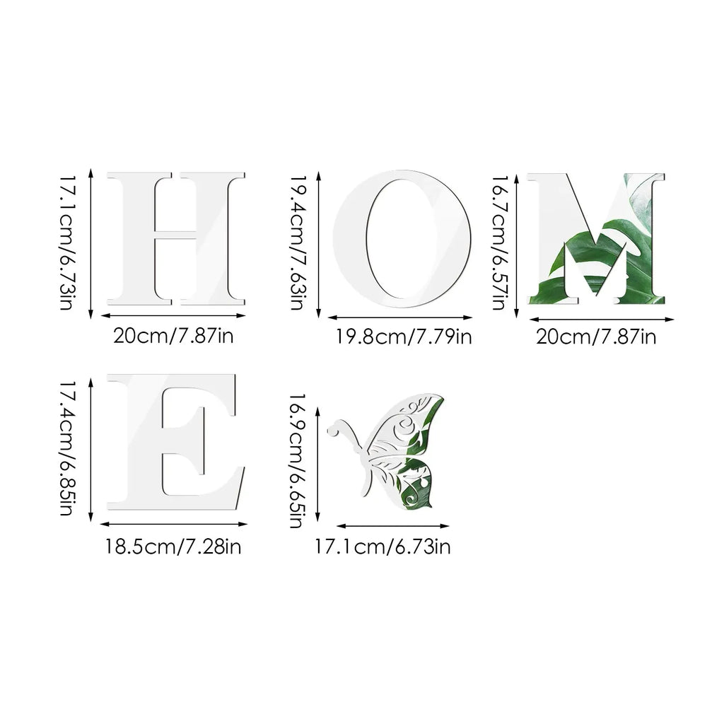 3D Mirror Wall Decal - HOME