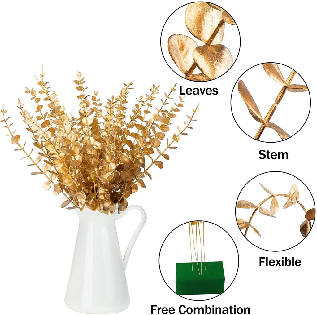 Artificial Eucalyptus Stems - 12 Pack Silver Dollar Greenery for Weddings & Home