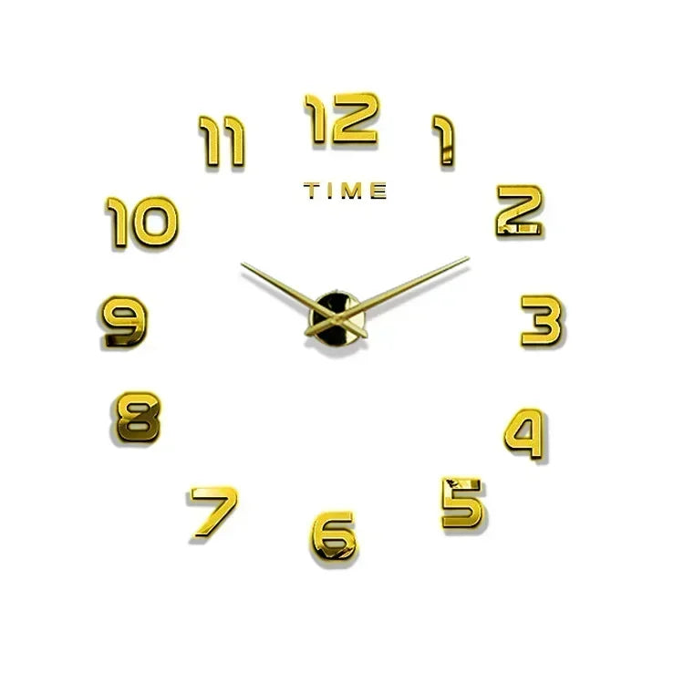 Large 3D Acrylic Mirror Wall Clock - DIY Frameless Modern Decor