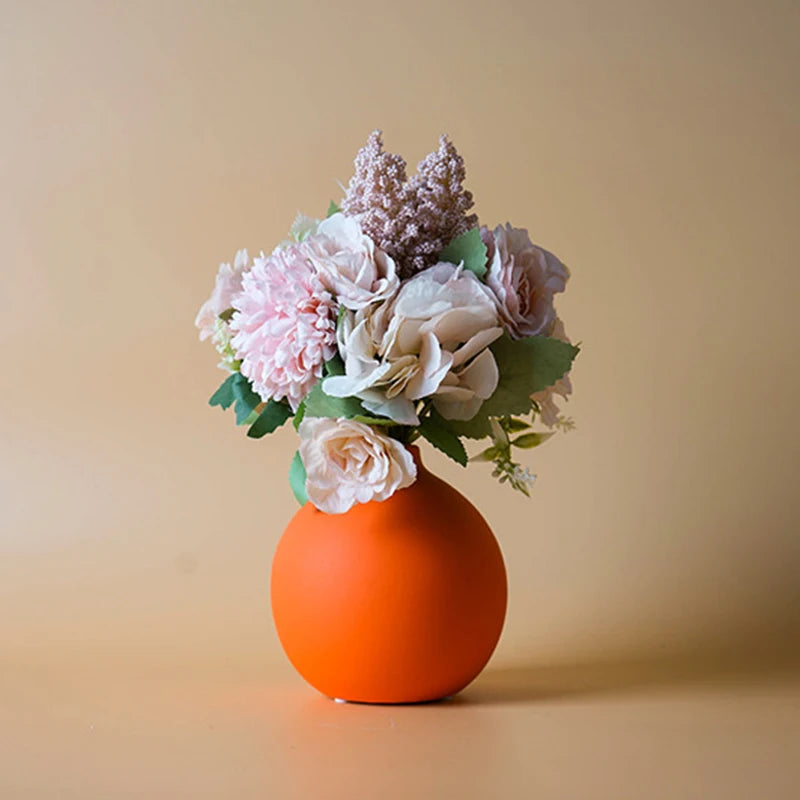 Nordic Modern Ceramic Vase - Minimalist Solid Color Flower Vase for Home Decor