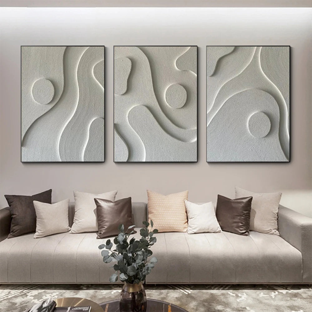 Abstract 3D Textured Canvas Wall Art - Modern Boho Home Decor
