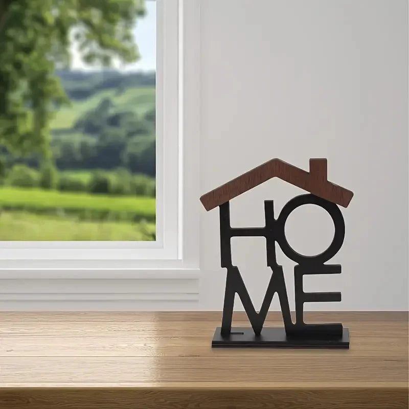 Wooden "HOME" Letter Ornament - Desktop Decor Accent