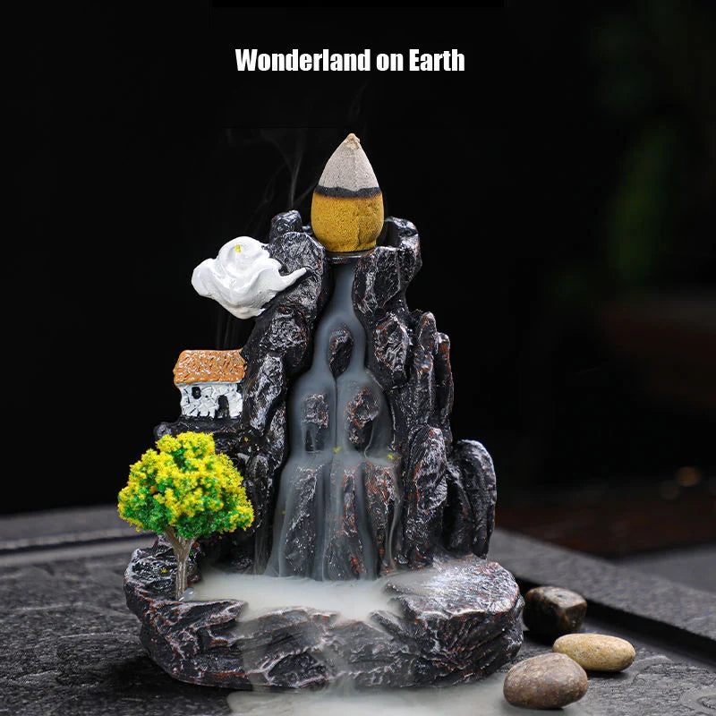 Waterfall Incense Burner - Backflow Incense Holder with Cones