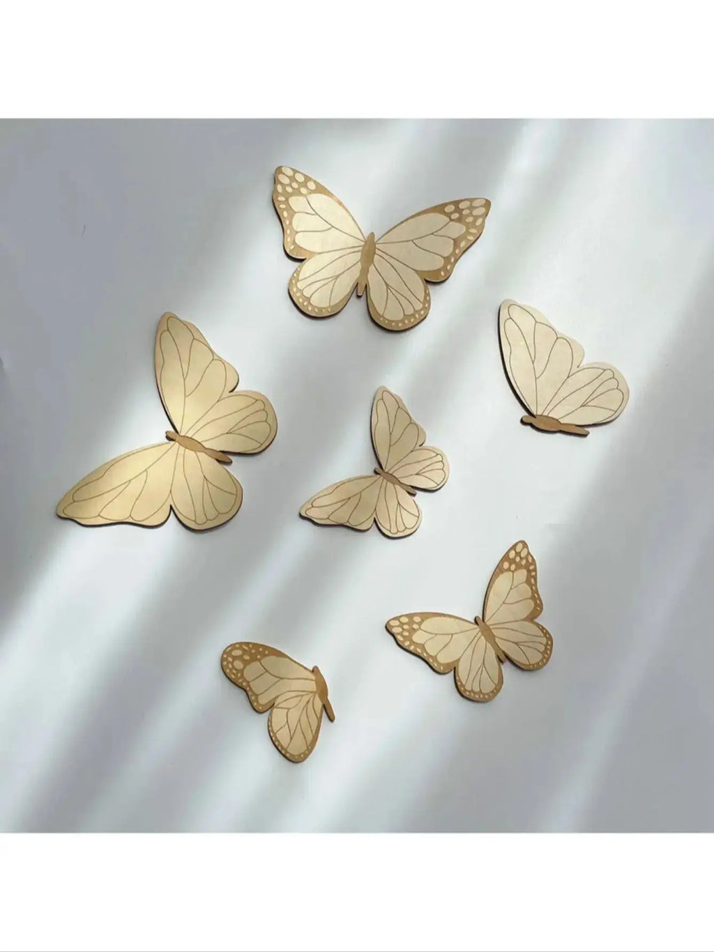 Wooden Butterfly Wall Decals Set - Children's Room Decor (6 Pieces)