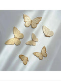 Wooden Butterfly Wall Decals Set - Children's Room Decor (6 Pieces)
