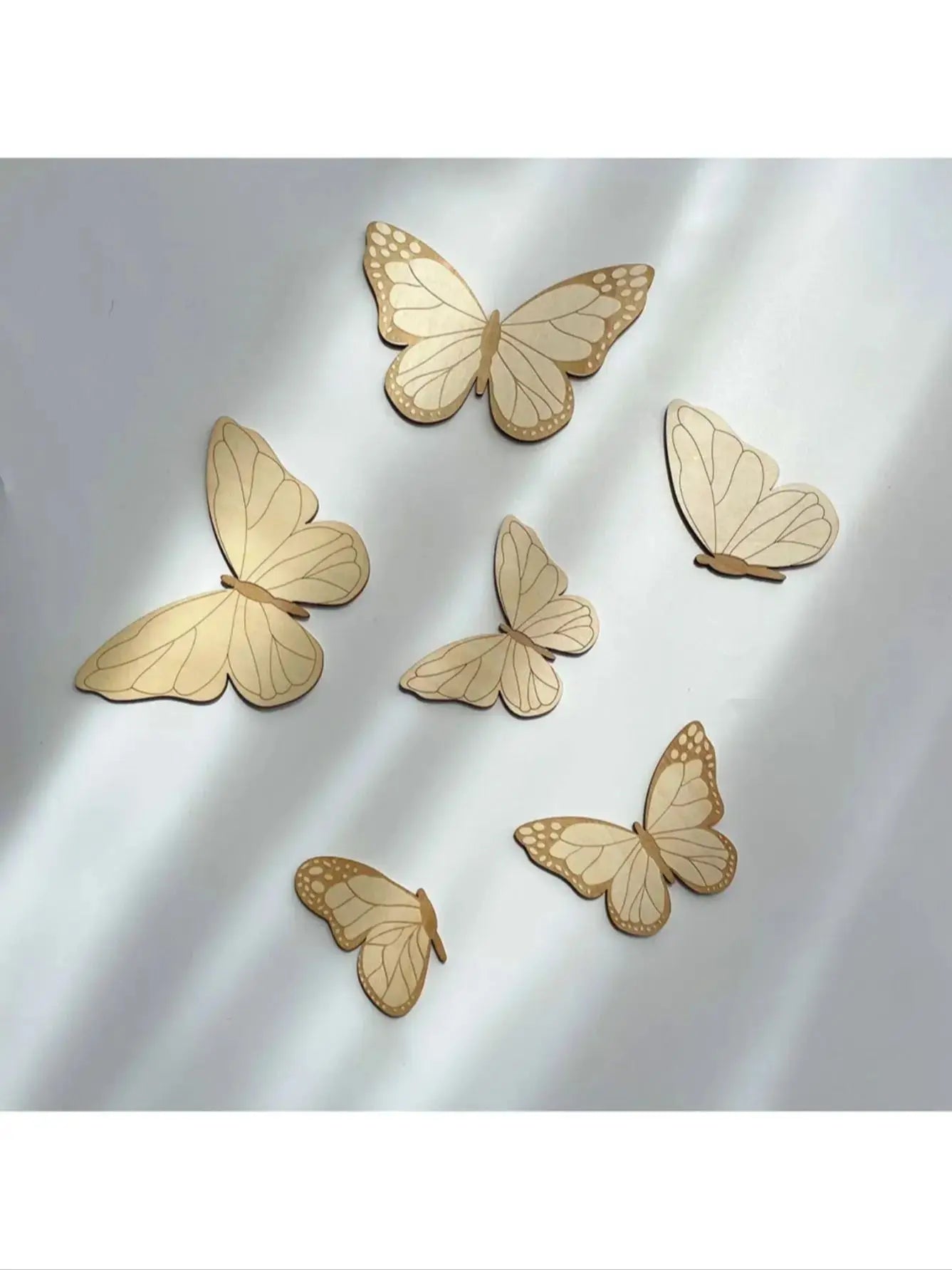 Wooden Butterfly Wall Decals Set - Children's Room Decor (6 Pieces)