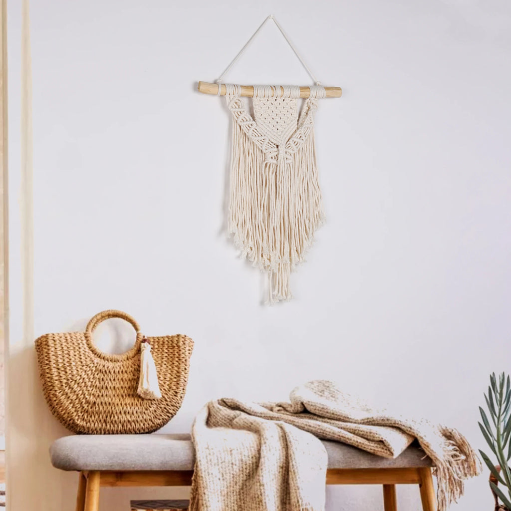 Handmade Macrame Wall Hanging Tapestry - Boho Geometric Cotton Decor
