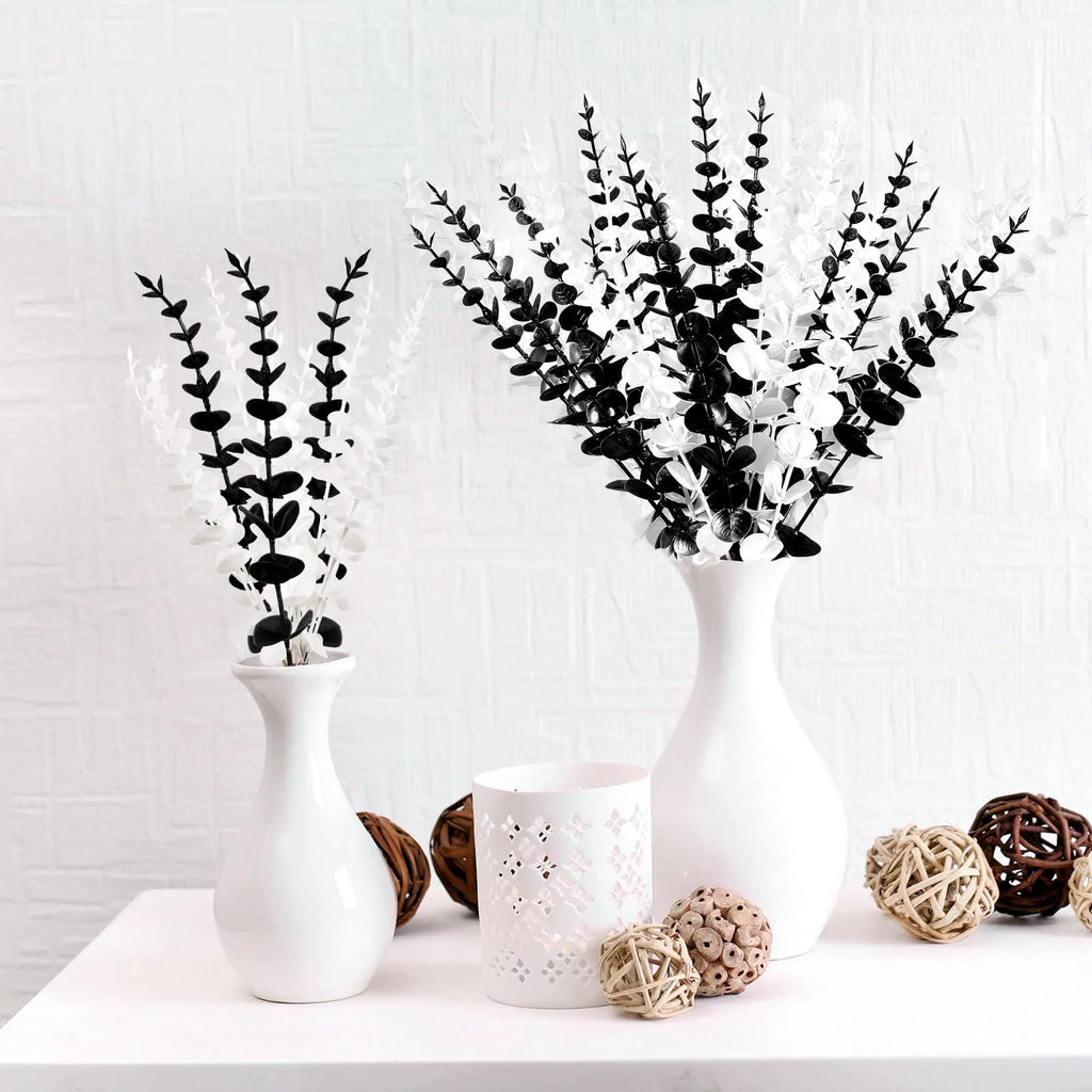 Artificial Eucalyptus Stems - 12 Pack Silver Dollar Greenery for Weddings & Home