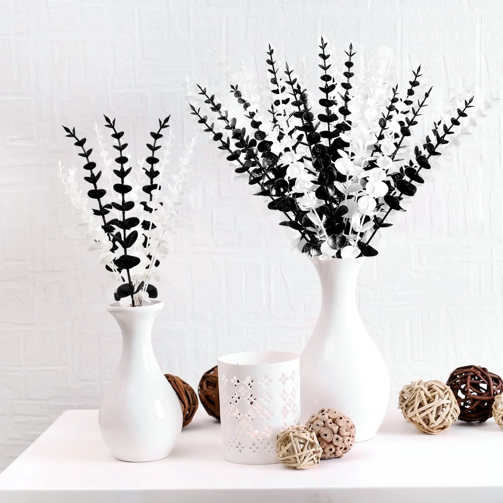 Artificial Eucalyptus Stems - 12 Pack Silver Dollar Greenery for Weddings & Home