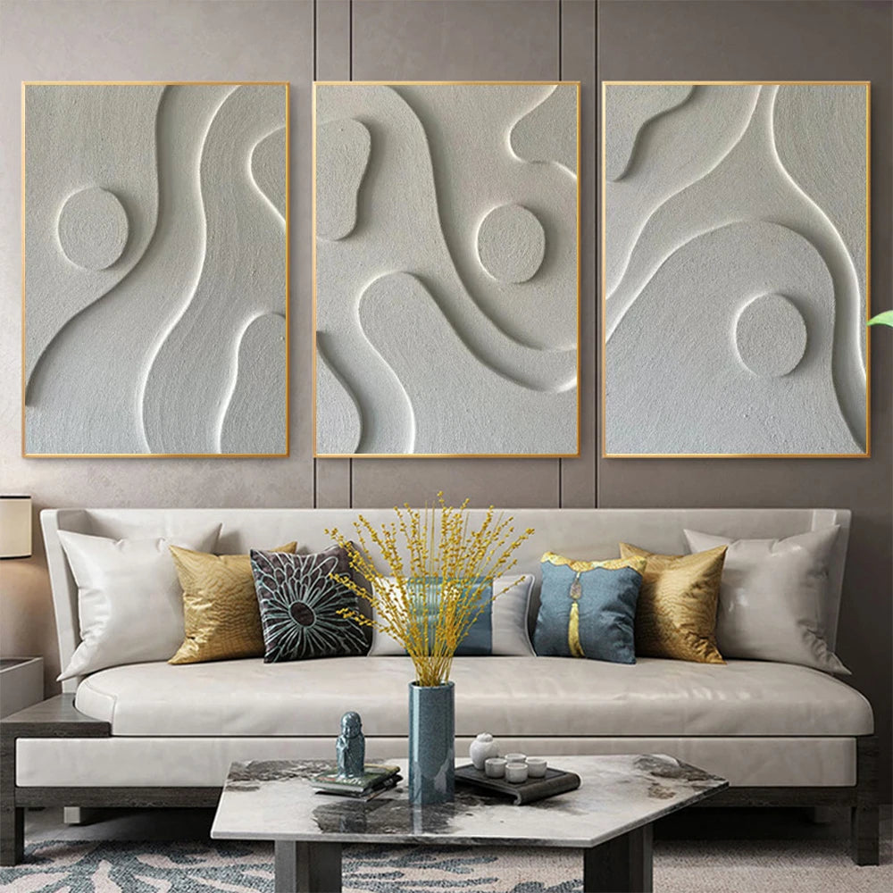 Abstract 3D Textured Canvas Wall Art - Modern Boho Home Decor