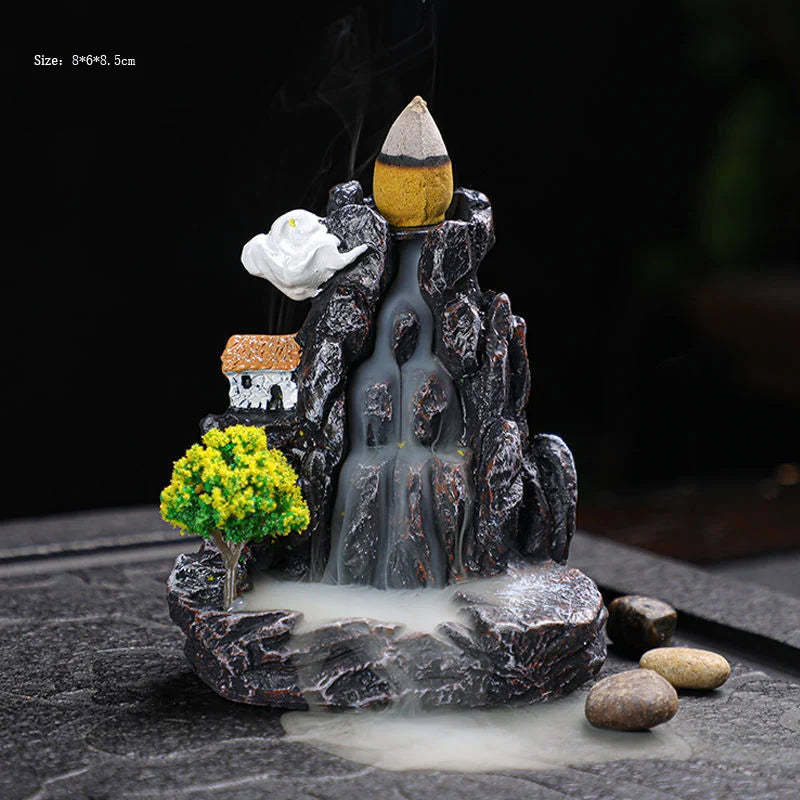 Waterfall Incense Burner - Backflow Incense Holder with Cones