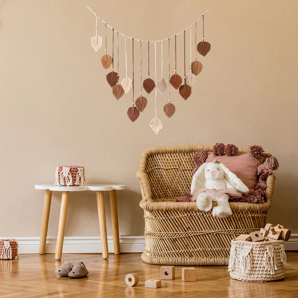 Macrame Leaf Wall Hanging - Handmade Boho Tapestry Decor
