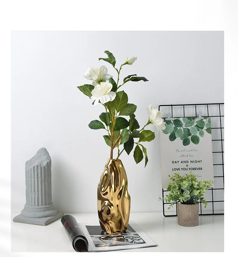 Luxury Ceramic Golden Vase - Modern Creative Home Decor