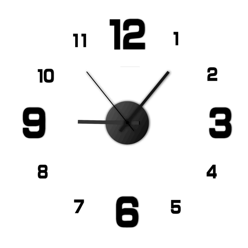 Modern 3D Frameless Wall Clock - DIY Mirror Sticker Clock