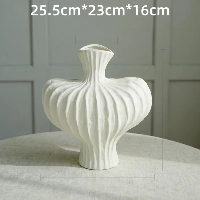Modern Ceramic-Style Plastic Vase - Nordic Minimalist Tabletop Decor